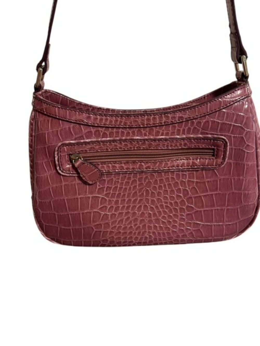 Liz Claiborne Vintage Y2K Pink Mauve Faux Croc Shoulder Bag Purse